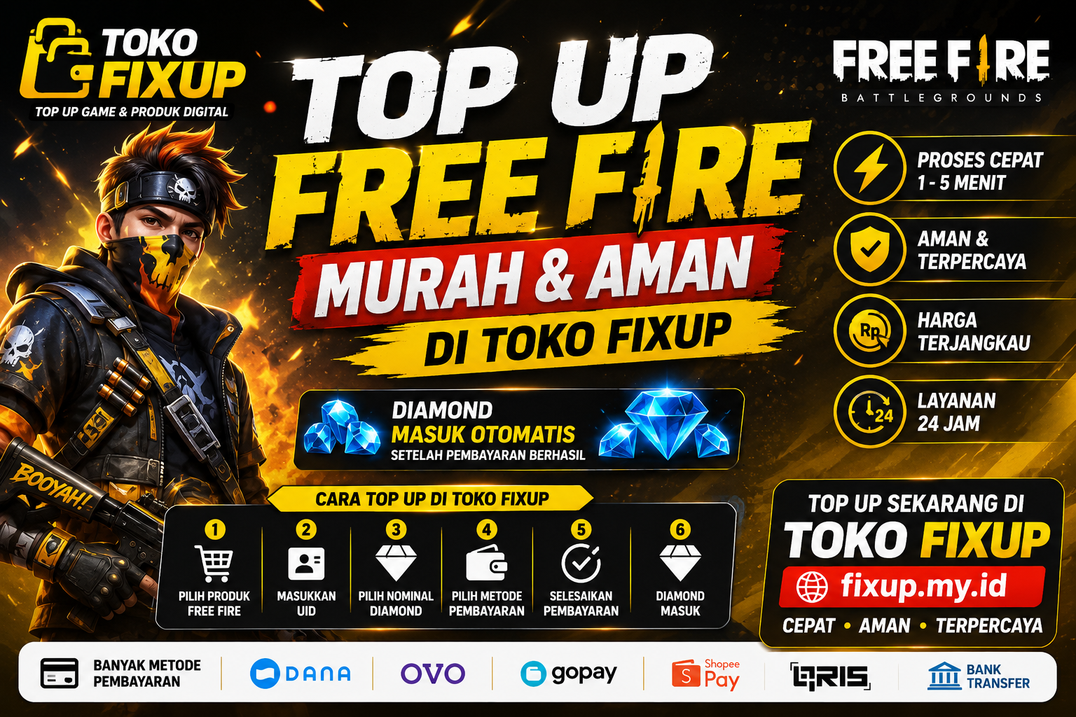 TOP UP FREE FIRE MURAH DAN AMAN DI TOKO FIXUP