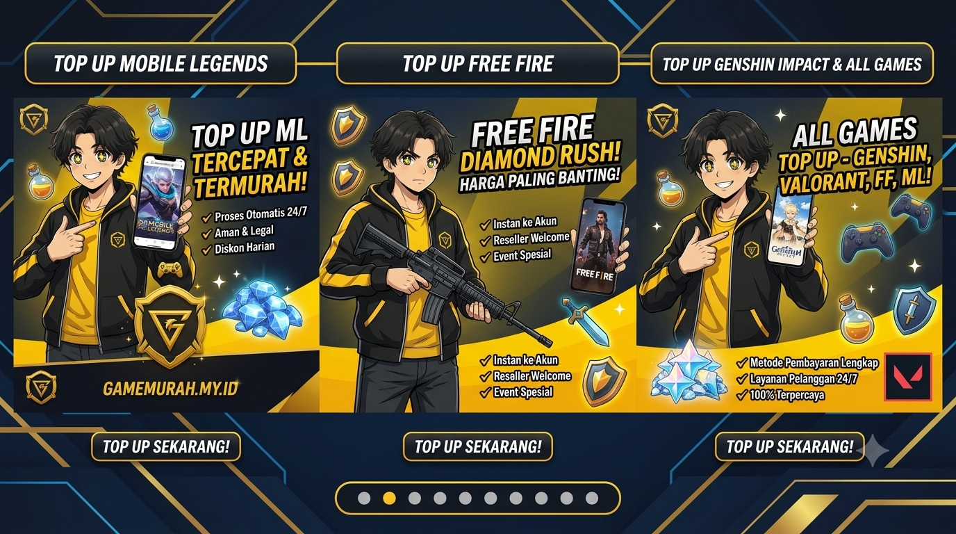 Proses auto instan <10 detik, aman & terpercaya. Top up ML, FF, PUBG dengan harga terbaik!