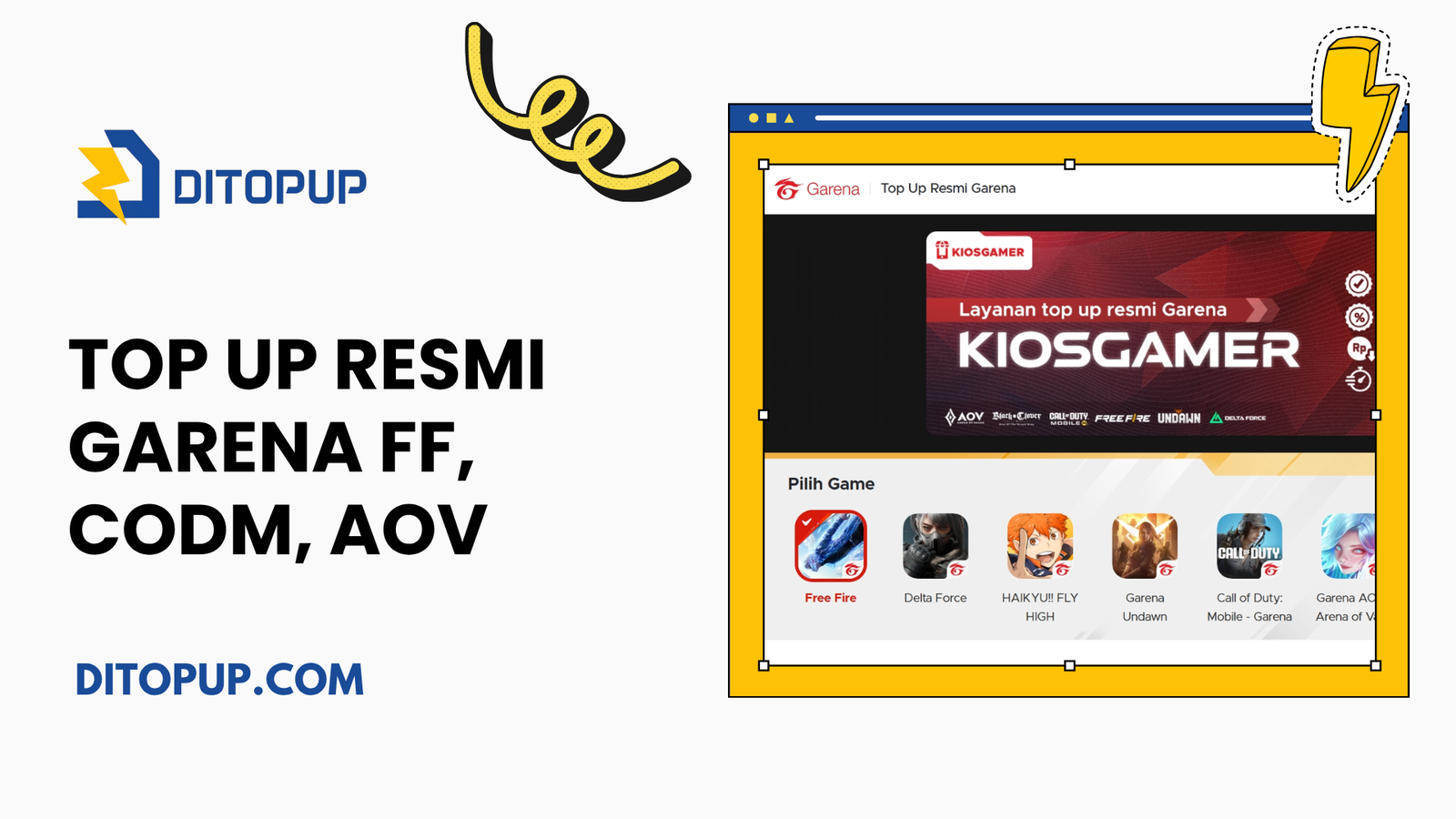 Top Up Resmi Garena FF, CODM, AOV & Game Lainnya Termurah