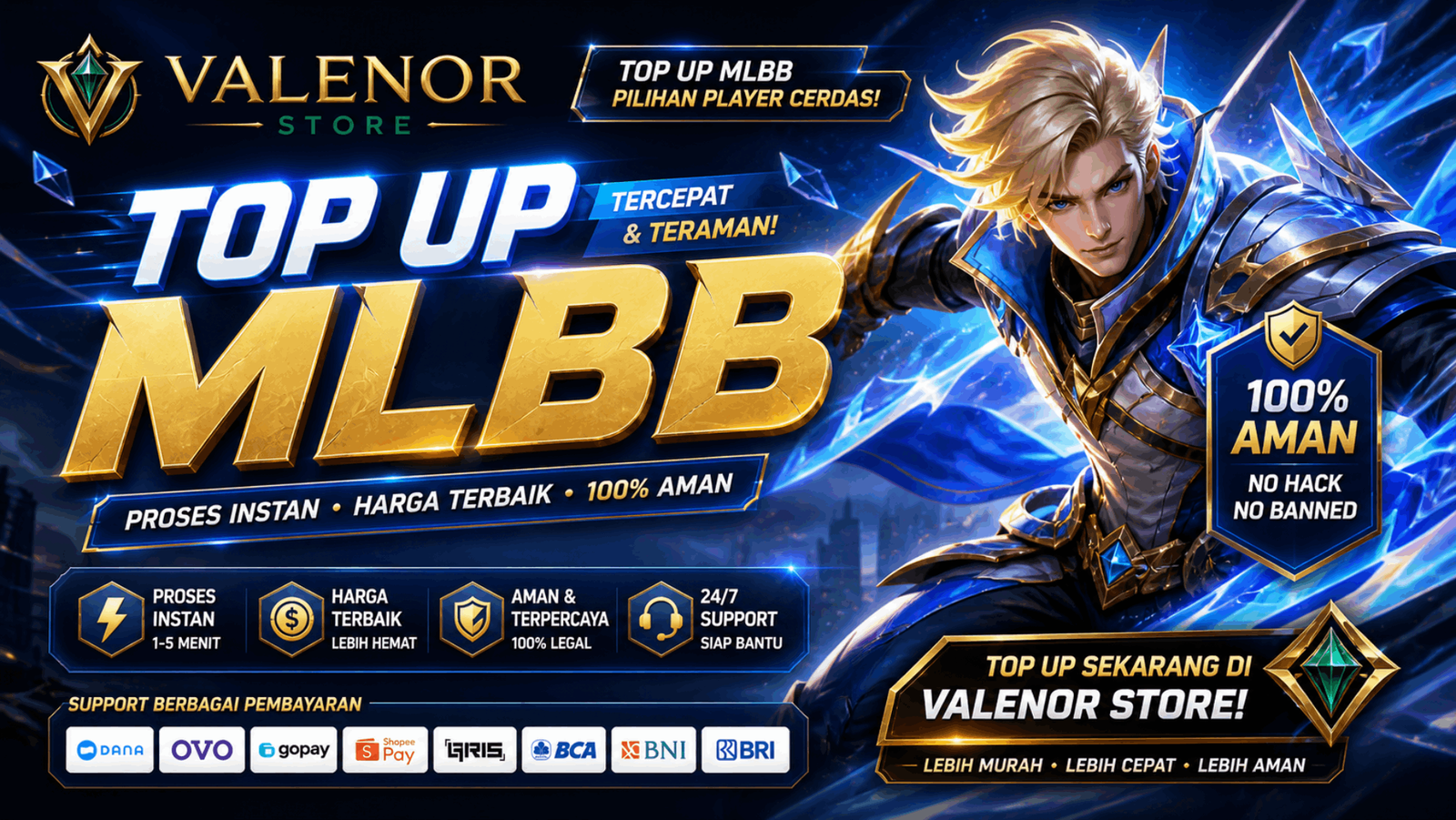 Top up MLBB cepat, aman, dan instan.