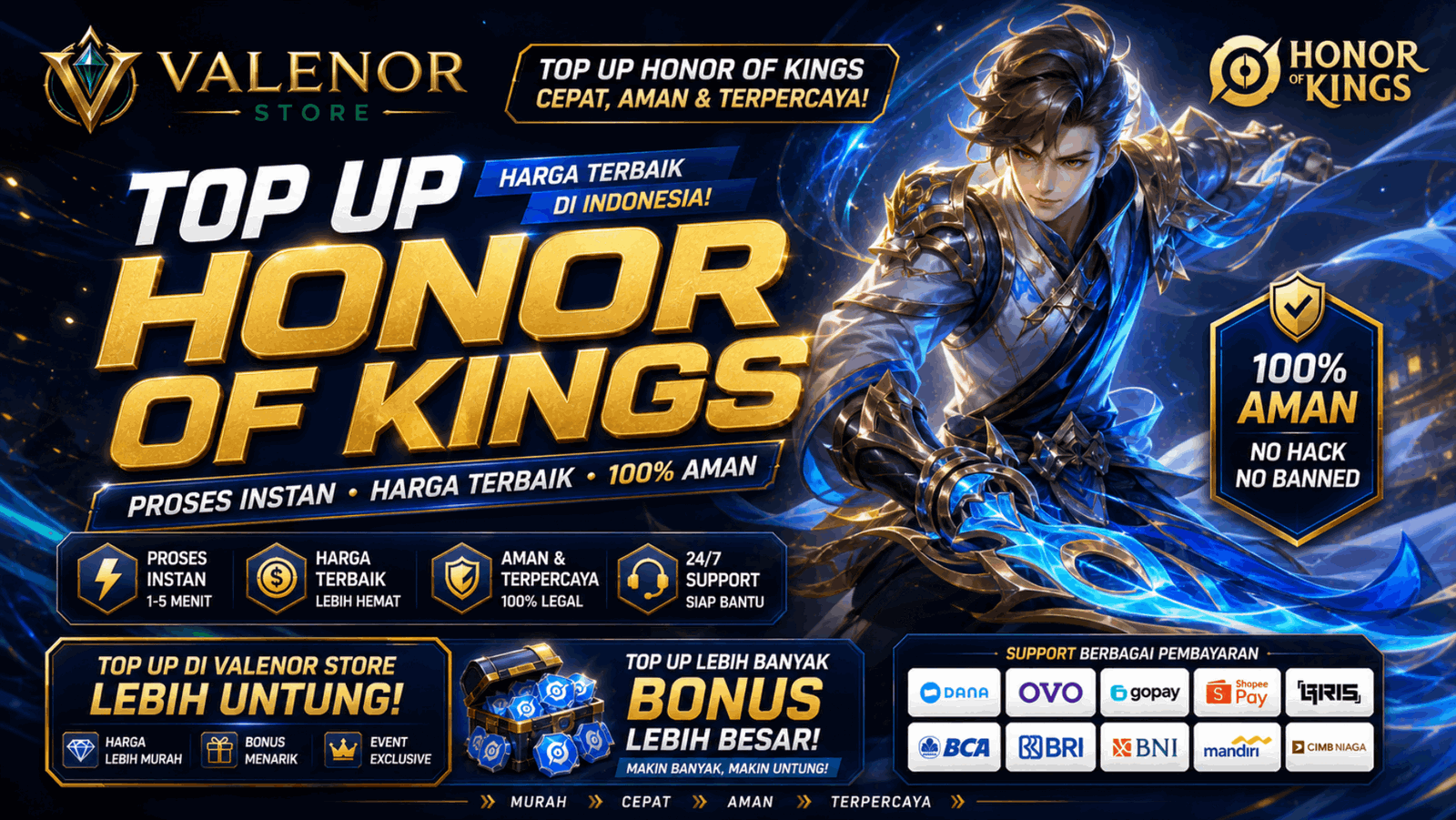Top up Honor of Kings cepat dan aman.