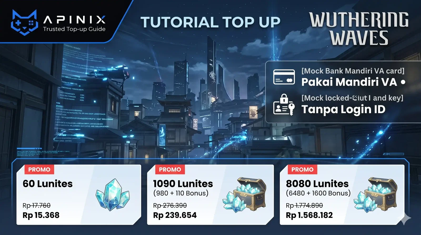 Tutorial Top Up Wuthering Waves Pakai Mandiri VA Tanpa Login ID