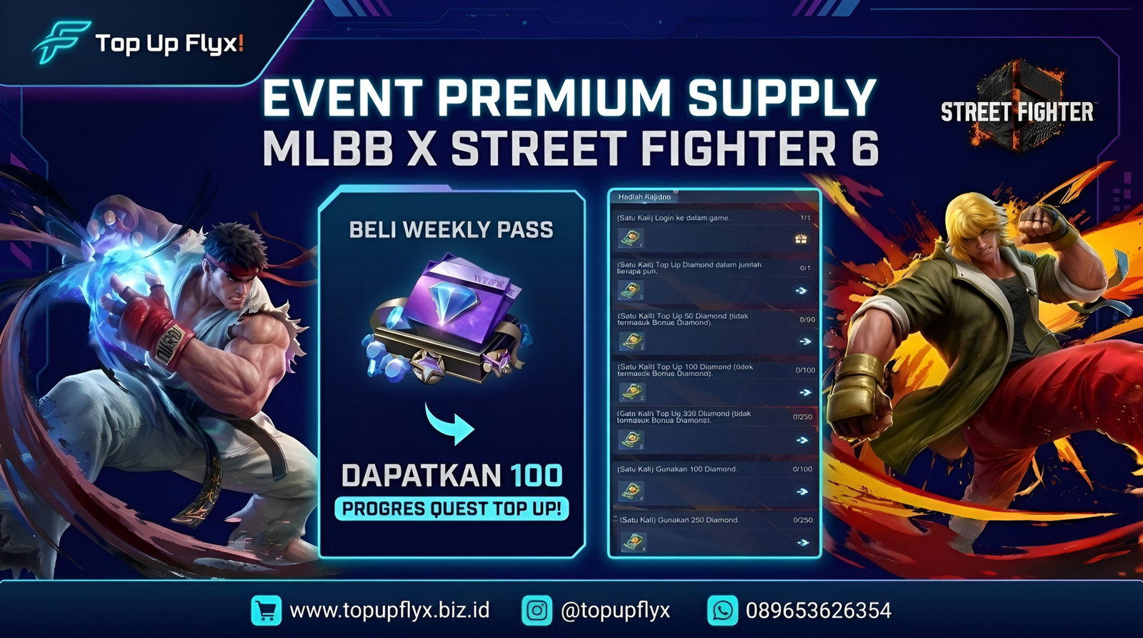๐จ EVENT PREMIUM SUPPLY MLBB X STREET FIGHTER 6 UDAH HADIR! ๐ฅ๐ฅ