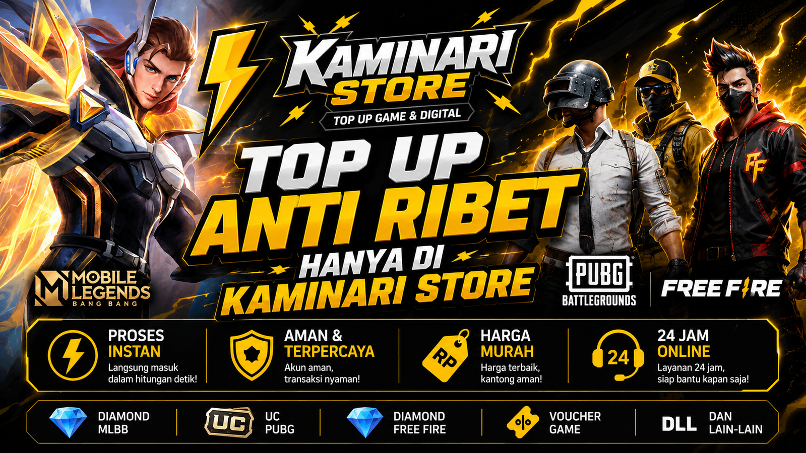 Top Up ANTI RIBET Hanya di KAMINARI STORE 