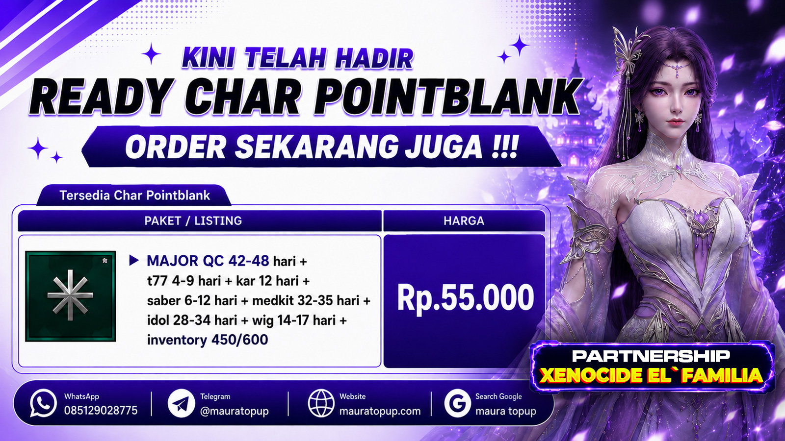 1. CHAR POINTBLANK MAJOR QC 42-48 hari + t77 4-9 hari + kar 12 hari, BY MauraTopup !!!