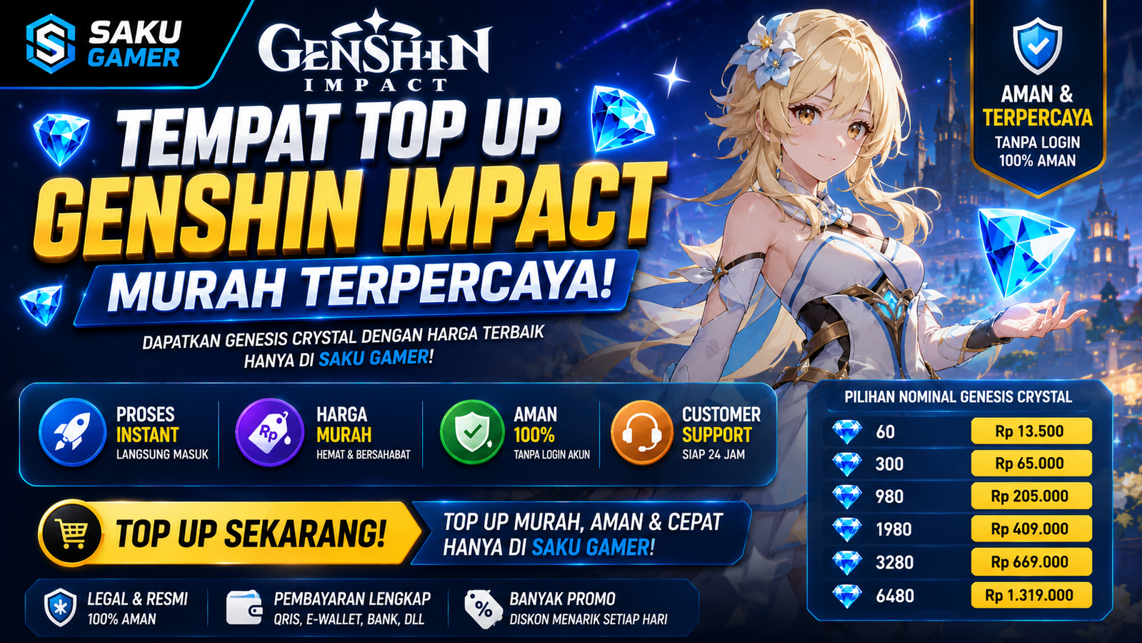 Tempat Top Up Genshin Impact Murah Terpercaya