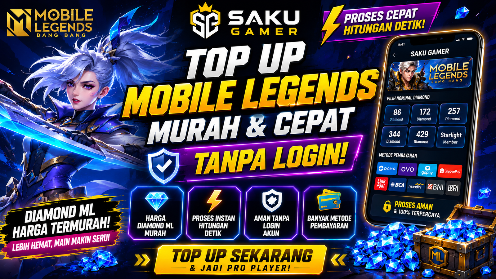 TOP UP MOBILE LEGENDS MURAH & CEPAT TANPA LOGIN โ SAKU GAMER