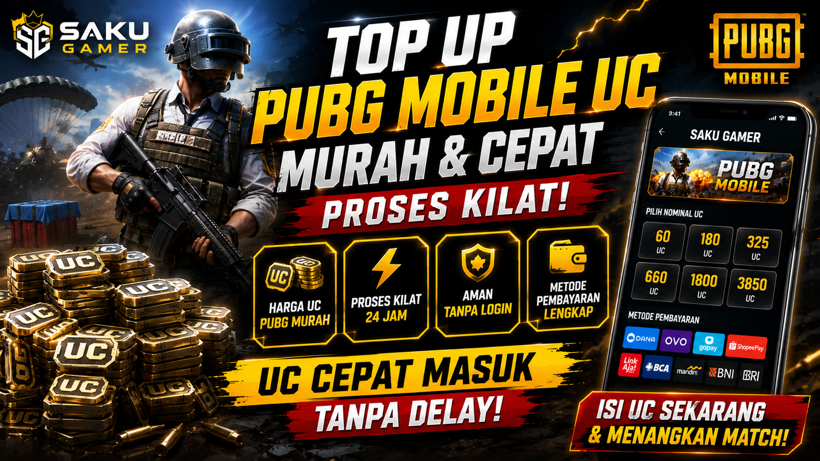 TOP UP PUBG MOBILE UC MURAH & CEPAT โ PROSES KILAT