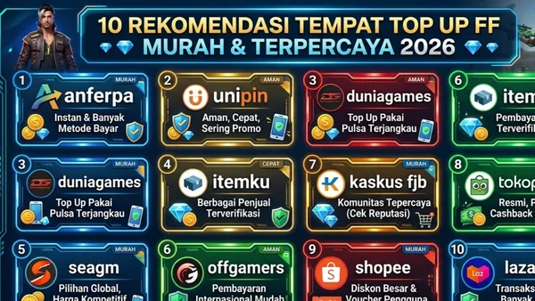 10 Tempat Top Up FF Murah & Terpercaya 2026 (Proses Cepat)