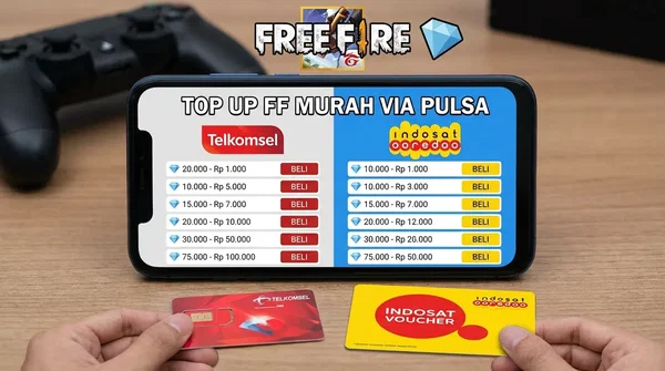 Cara Top Up FF Murah Pakai Pulsa Indosat & Telkomsel