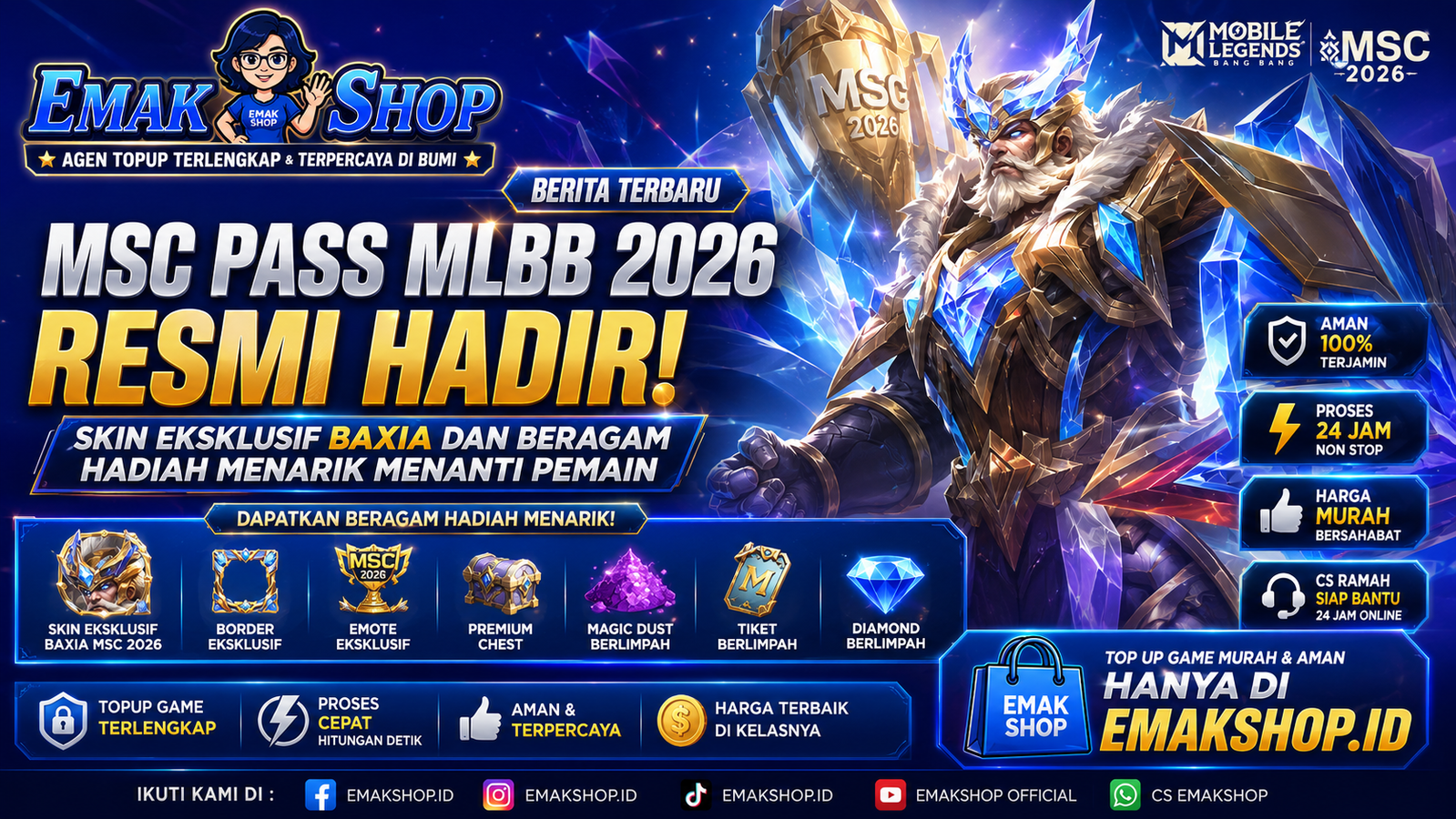 MSC Pass MLBB 2026 Resmi Hadir, Skin Baxia Eksklusif dan Hadiah Diamond Menanti