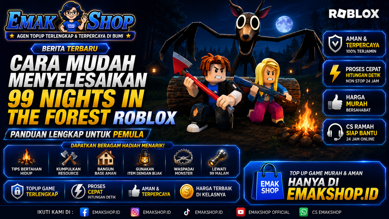Cara Mudah Menyelesaikan 99 Nights in the Forest Roblox, Tips Bertahan Hingga Night 99