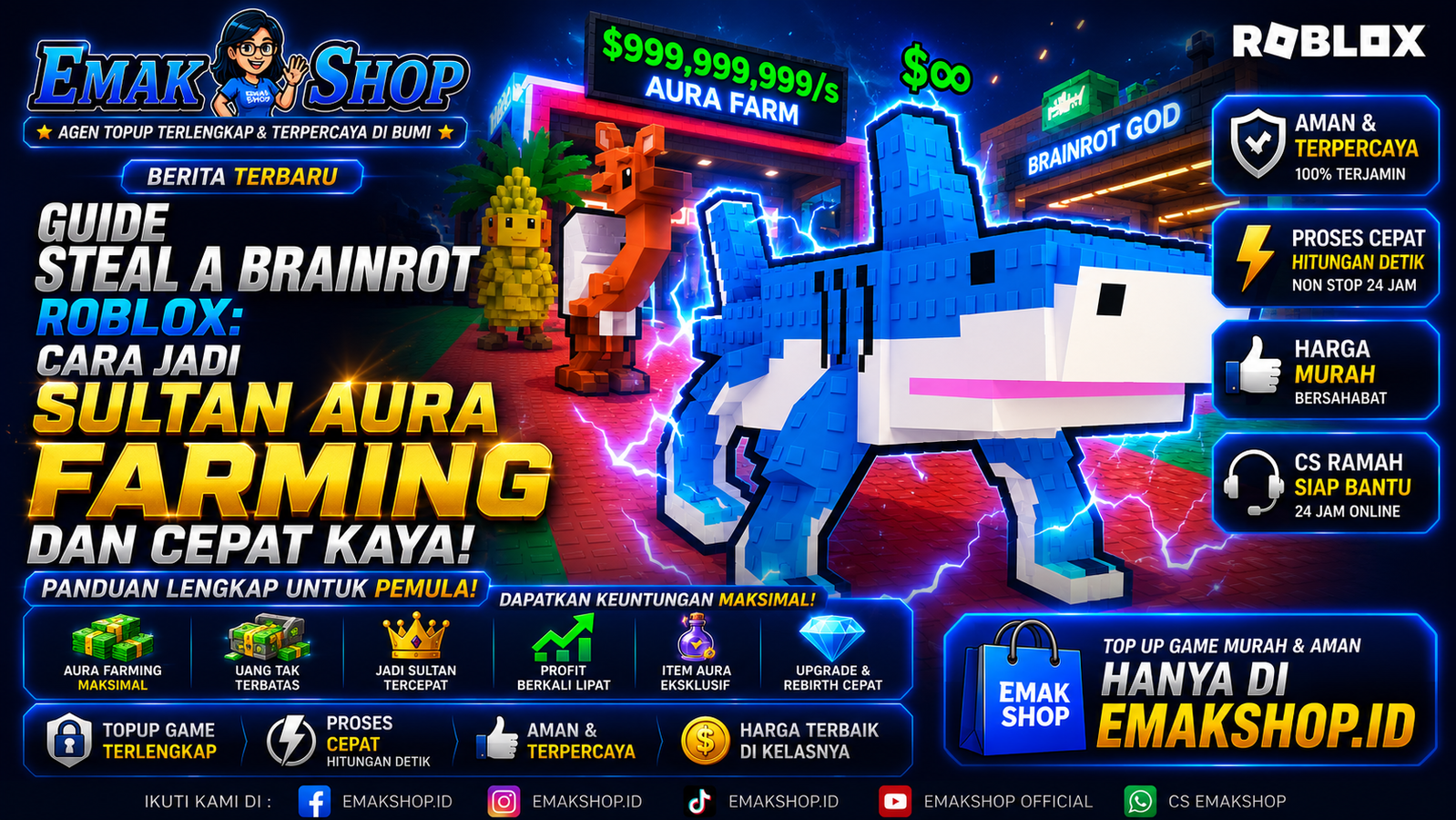 Guide Steal a Brainrot Roblox: Tips Jadi Sultan, Aura Farming Maksimal, dan Cepat Kaya
