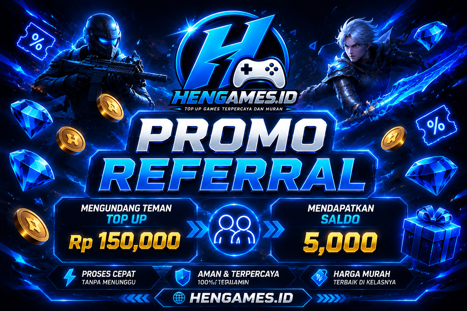 🎉 PROMO REFERRAL HENGAMES.ID 🎉 Ajak temanmu top up di HENGAMES.ID dan nikmati hadiah saldo secara gratis!