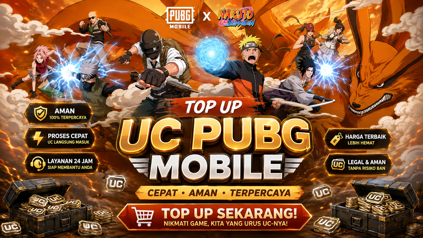Promo Top Up UC PUBGM x Naruto Shippuden