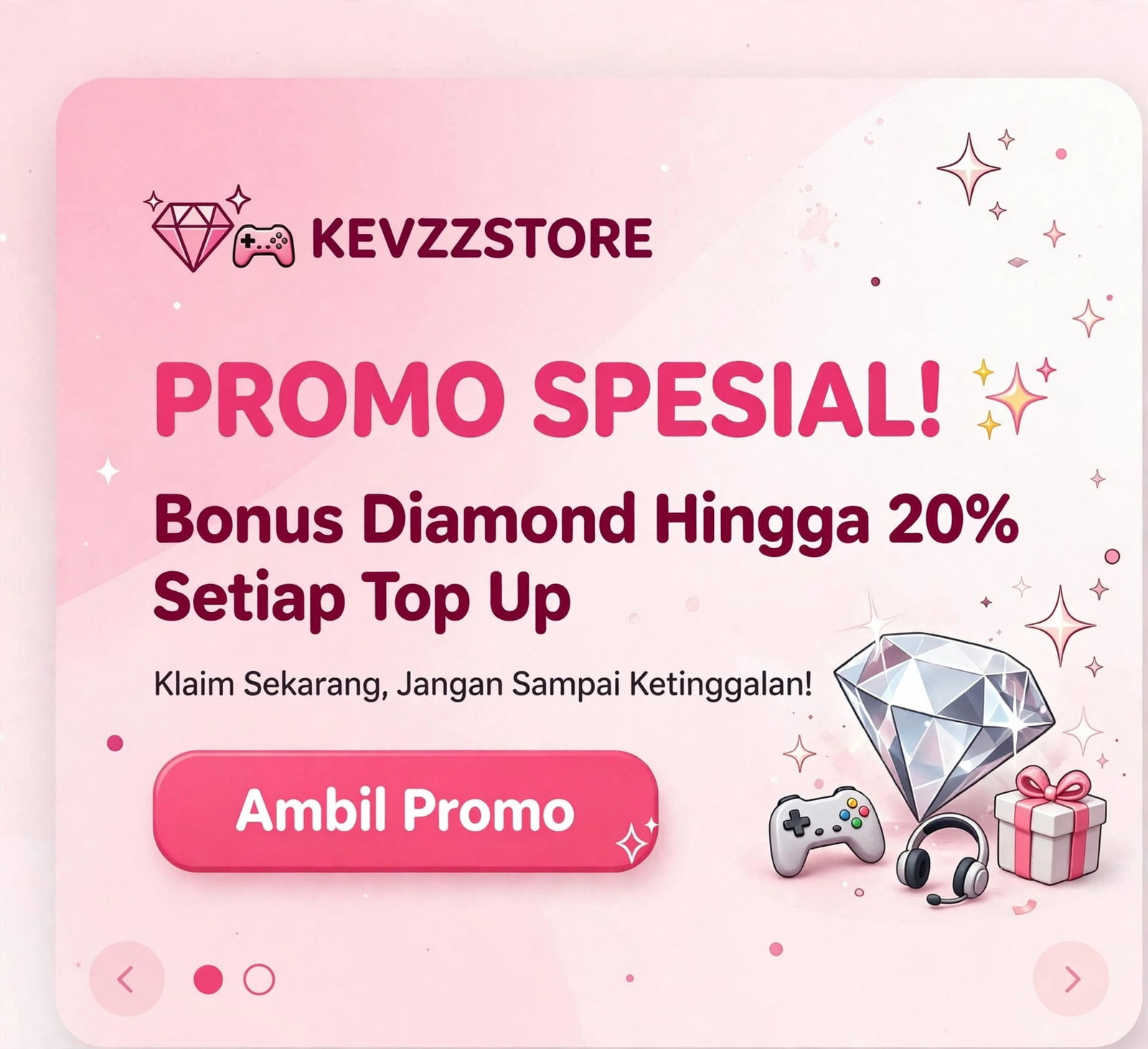 Promo Special! Top Up Game di Kevzzstore Bonus Diamond Hingga 20%