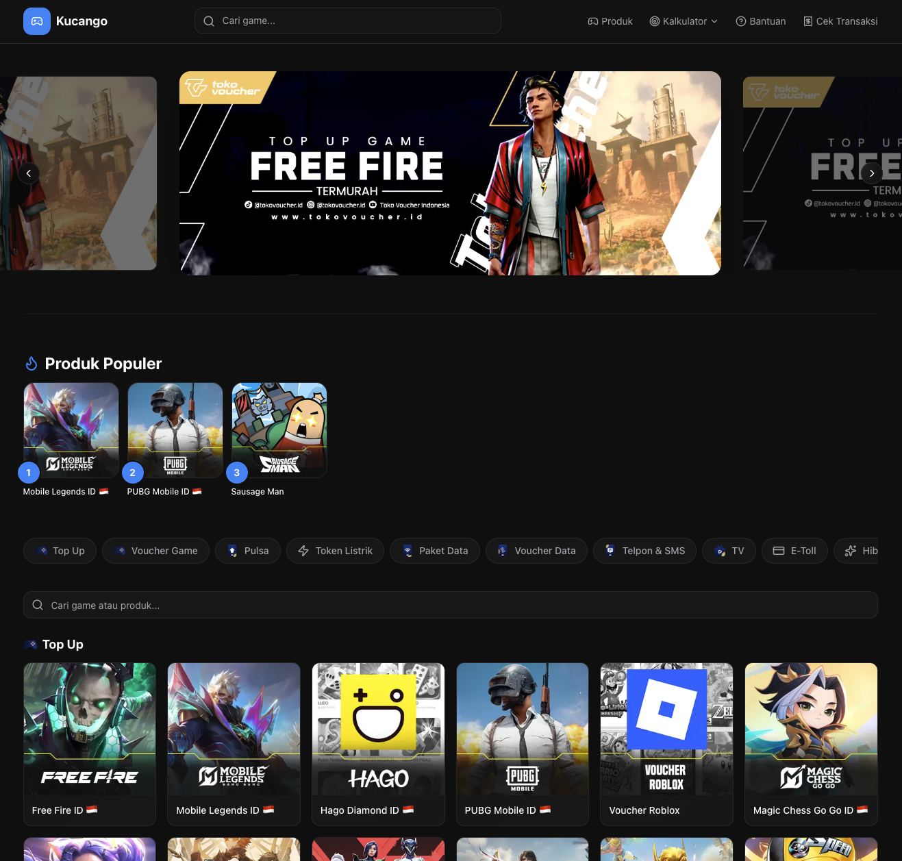 Website top up Rules Of Survival Mobile - tampilan desktop